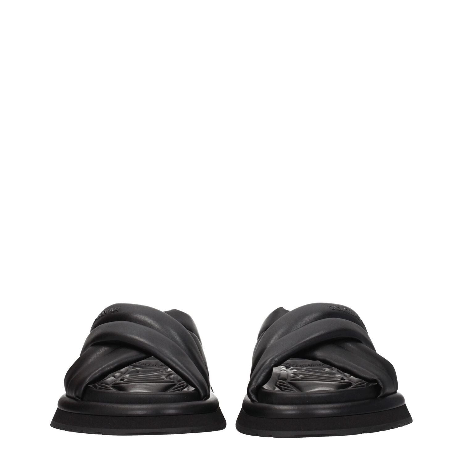 Dolce & Gabbana Black Leather Slippers