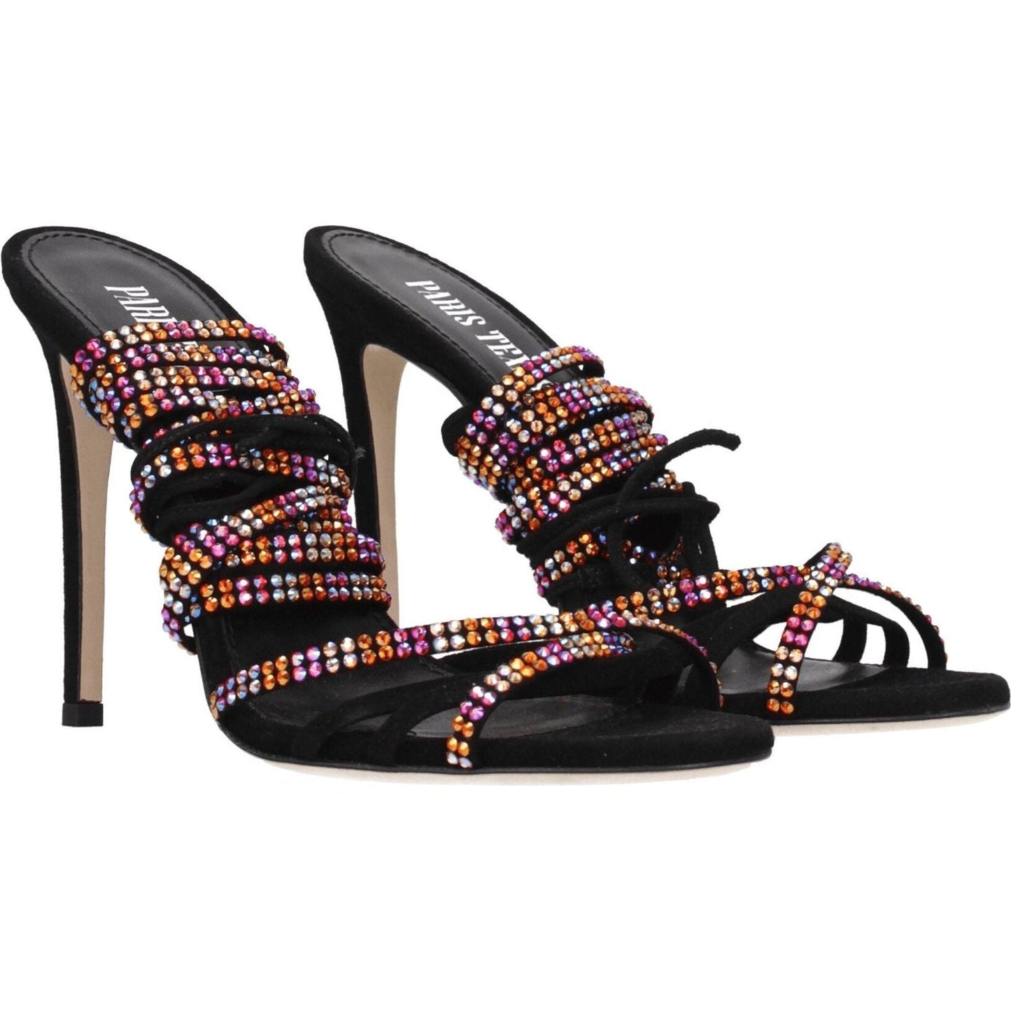 Paris Texas Black Leather Stiletto Heels Sandals PA-8547291431177-EU37/US7