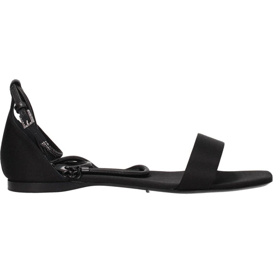 Max Mara Black Satin Flat Sandals MA-8547326263561-EU36/US6