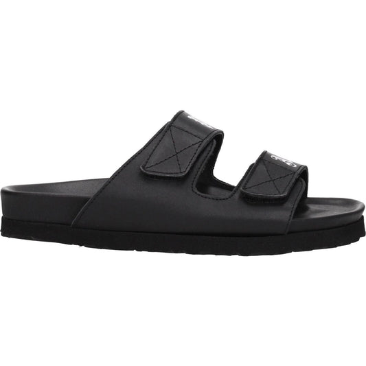 Palm Angels Black Leather Flat Sandals PA-8547326296329-EU36/US6