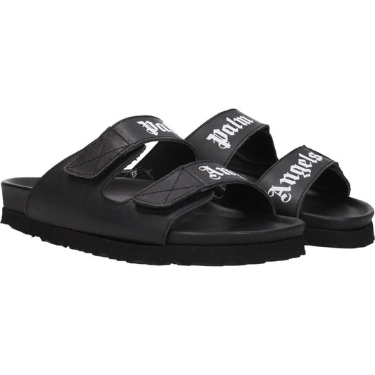 Palm Angels Black Leather Flat Sandals PA-8547326296329-EU36/US6