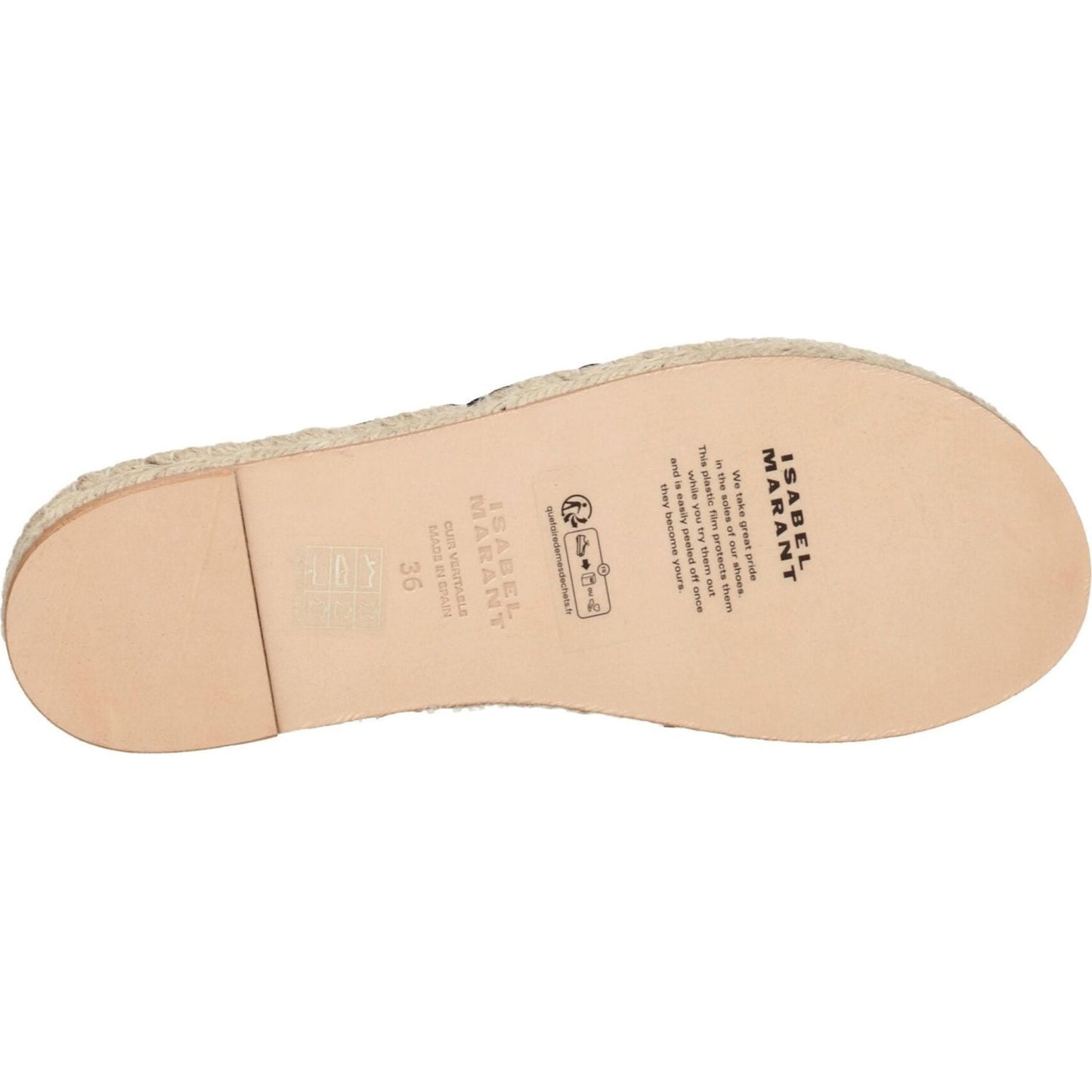Isabel Marant Black Leather Flat Sandals IS-8547326591241-EU36/US6