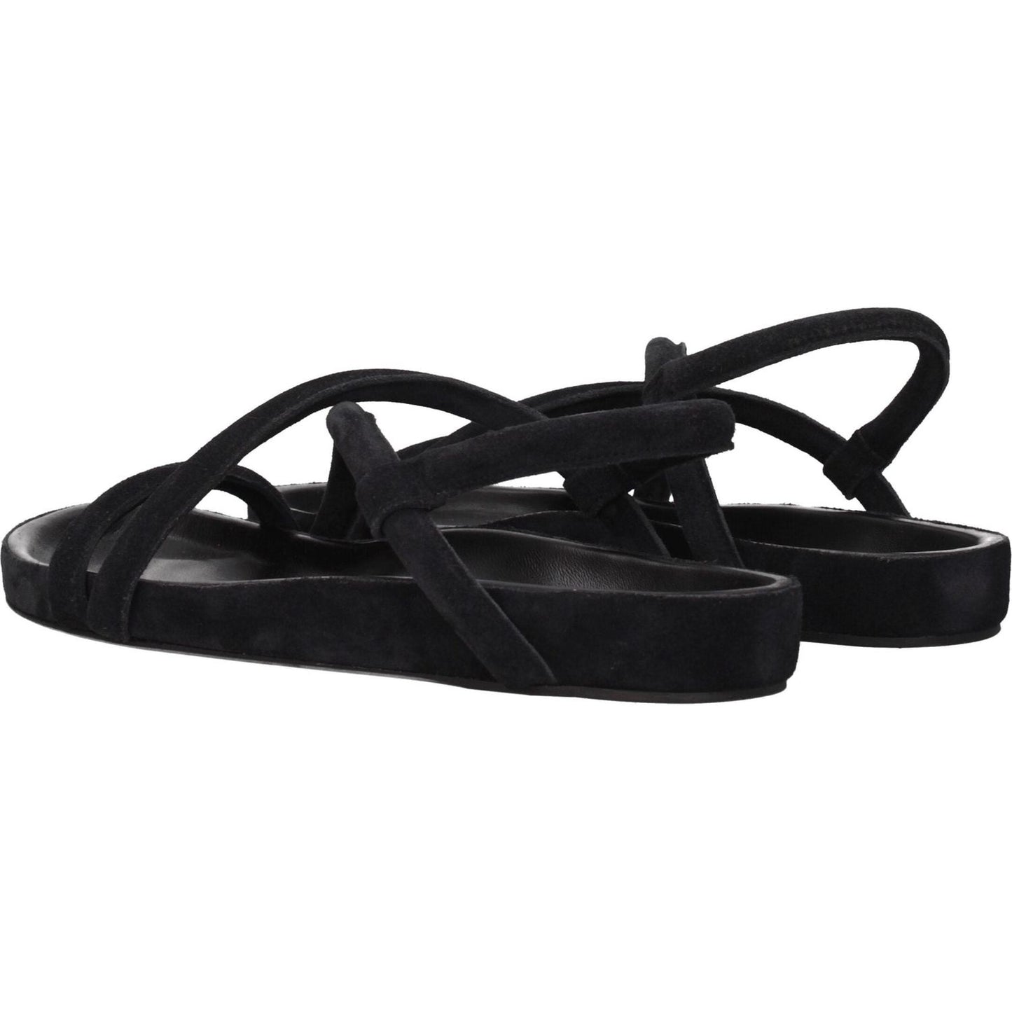 Isabel Marant Black Leather Flat Sandals IS-8547328229641-EU41/US8