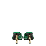 Dolce & Gabbana Green Leather Flat Sandals