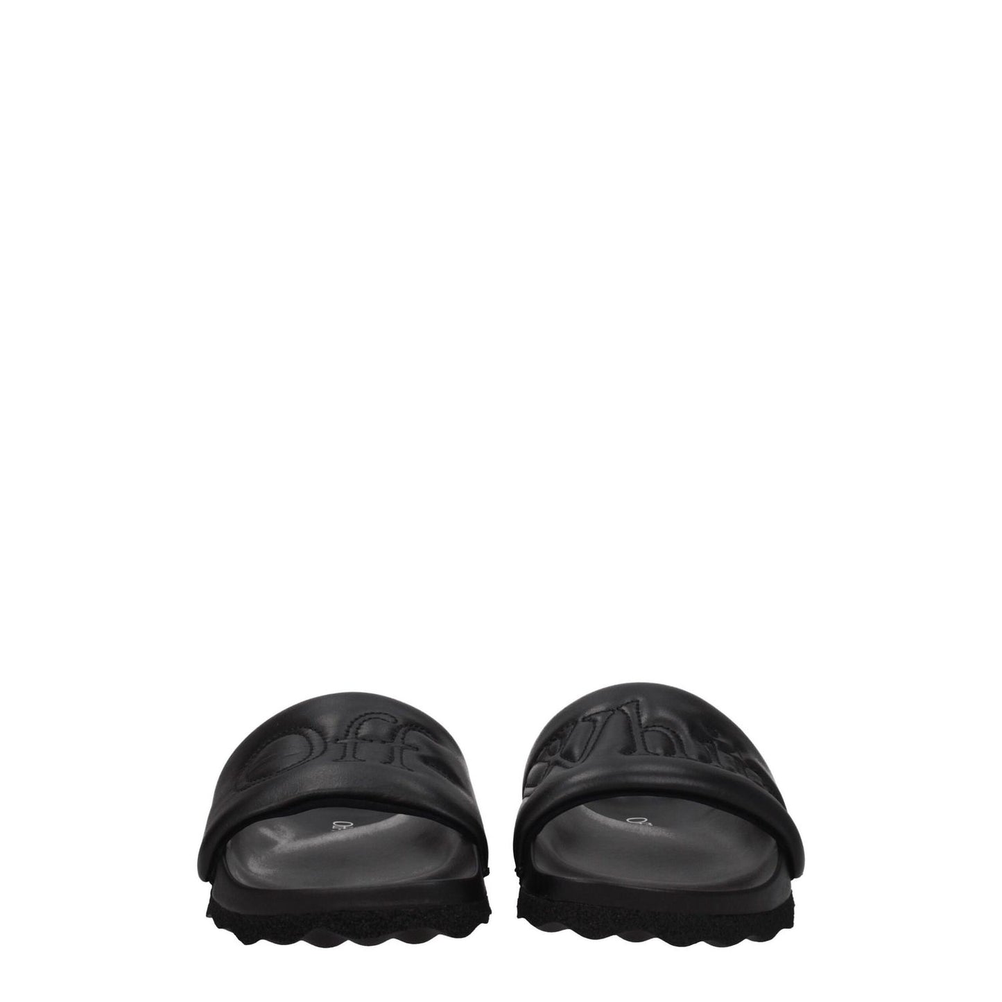 Off-White Black Leather Slippers