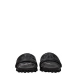 Off-White Black Leather Slippers Sandals