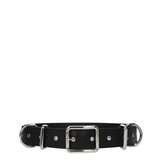 Moschino Black Leather Belts MO-8547395305737-46 CM / 18 INCHES