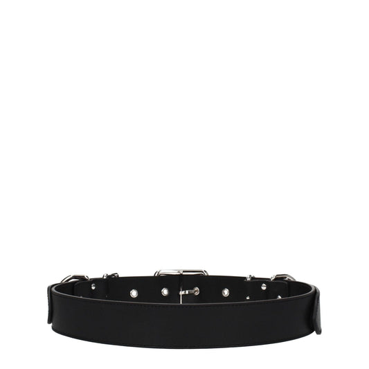 Moschino Black Leather Belts MO-8547395305737-46 CM / 18 INCHES