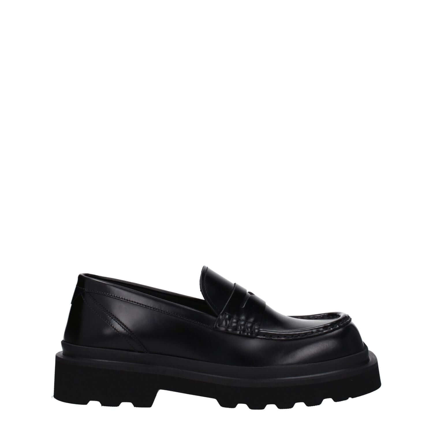 Dolce & Gabbana Black Leather Slip-On Loafers