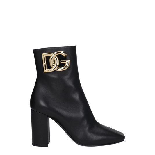 Dolce & Gabbana Black Leather Ankle Boots DO-8547428237577-EU38.5/US8.5