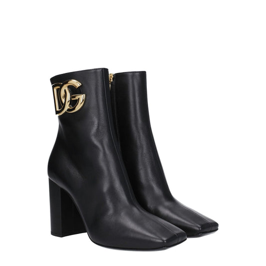 Dolce & Gabbana Black Leather Ankle Boots DO-8547428237577-EU38.5/US8.5