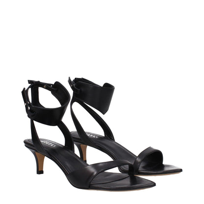 Isabel Marant Black Leather Flat Sandals