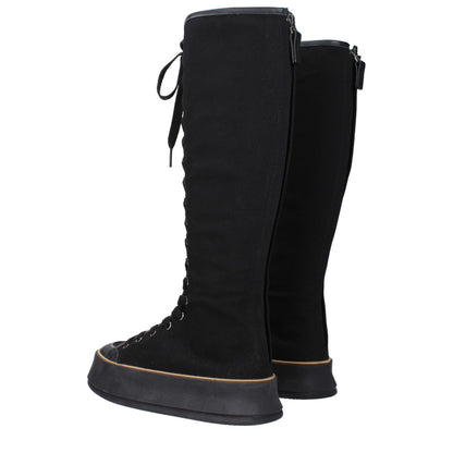 Max Mara Black Fabric Lace-Up Boots