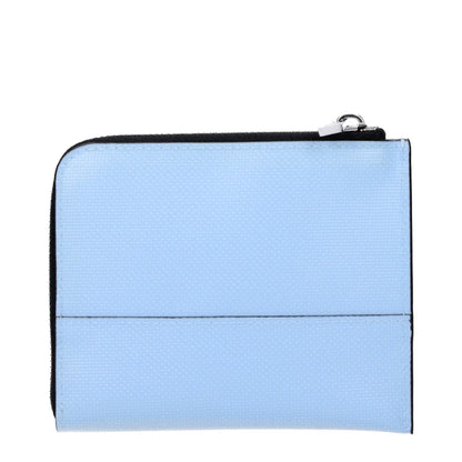 Marni Blue Polyethylene Wallet with silver details, front logo, and zipper. Light blue coin purse, 9.5x11.5 cm, MPN PFMI0095A0P576900B21