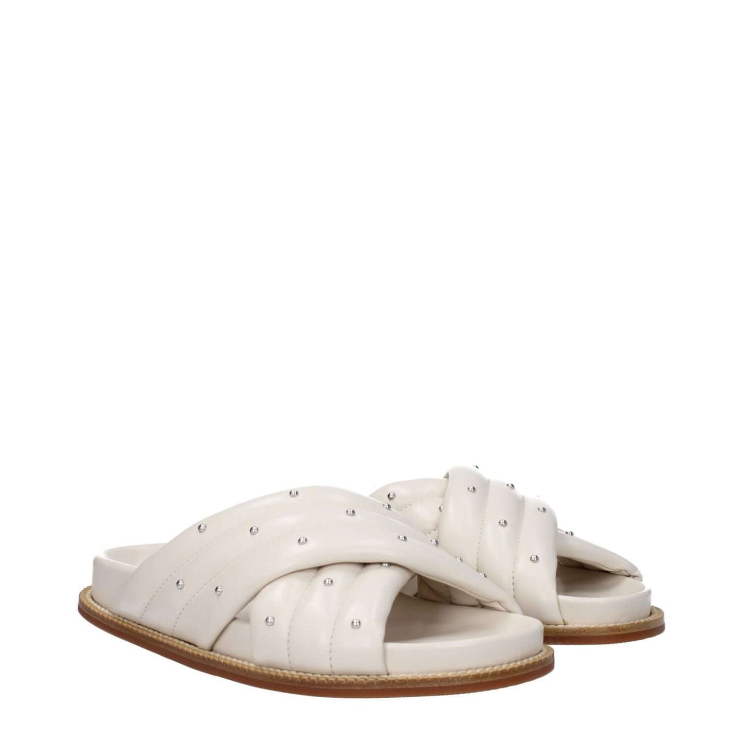 Fabiana Filippi Beige Leather Slippers