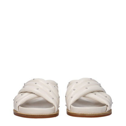 Fabiana Filippi Beige Leather Slippers