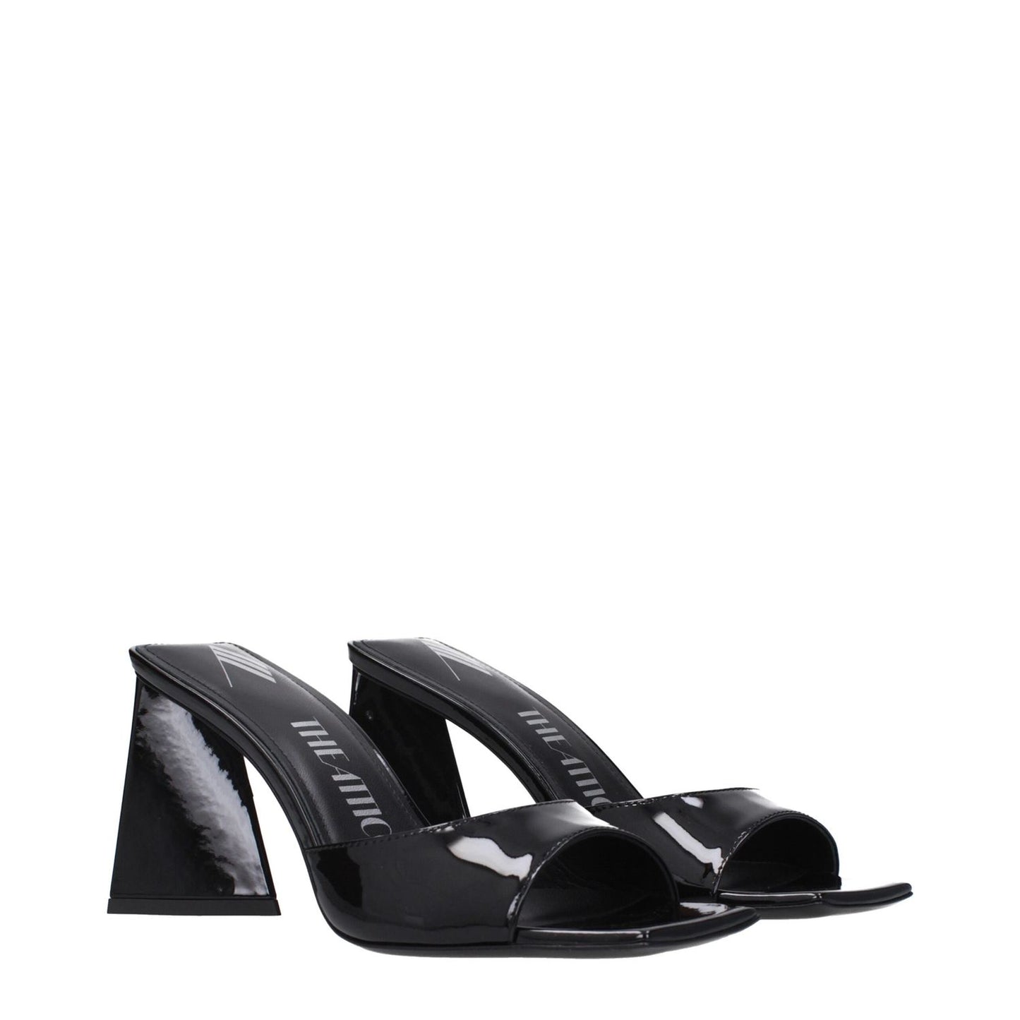 The Attico Black Leather Stiletto Heel Sandals