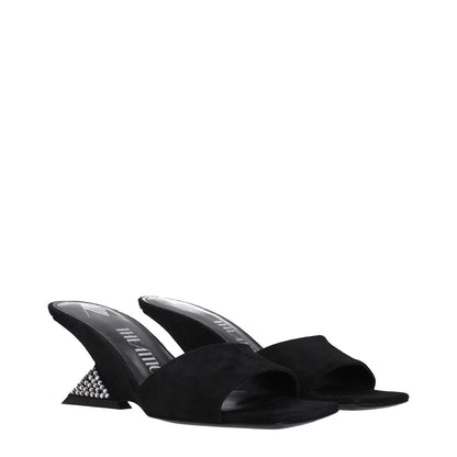 The Attico Black Leather Platform Sandals