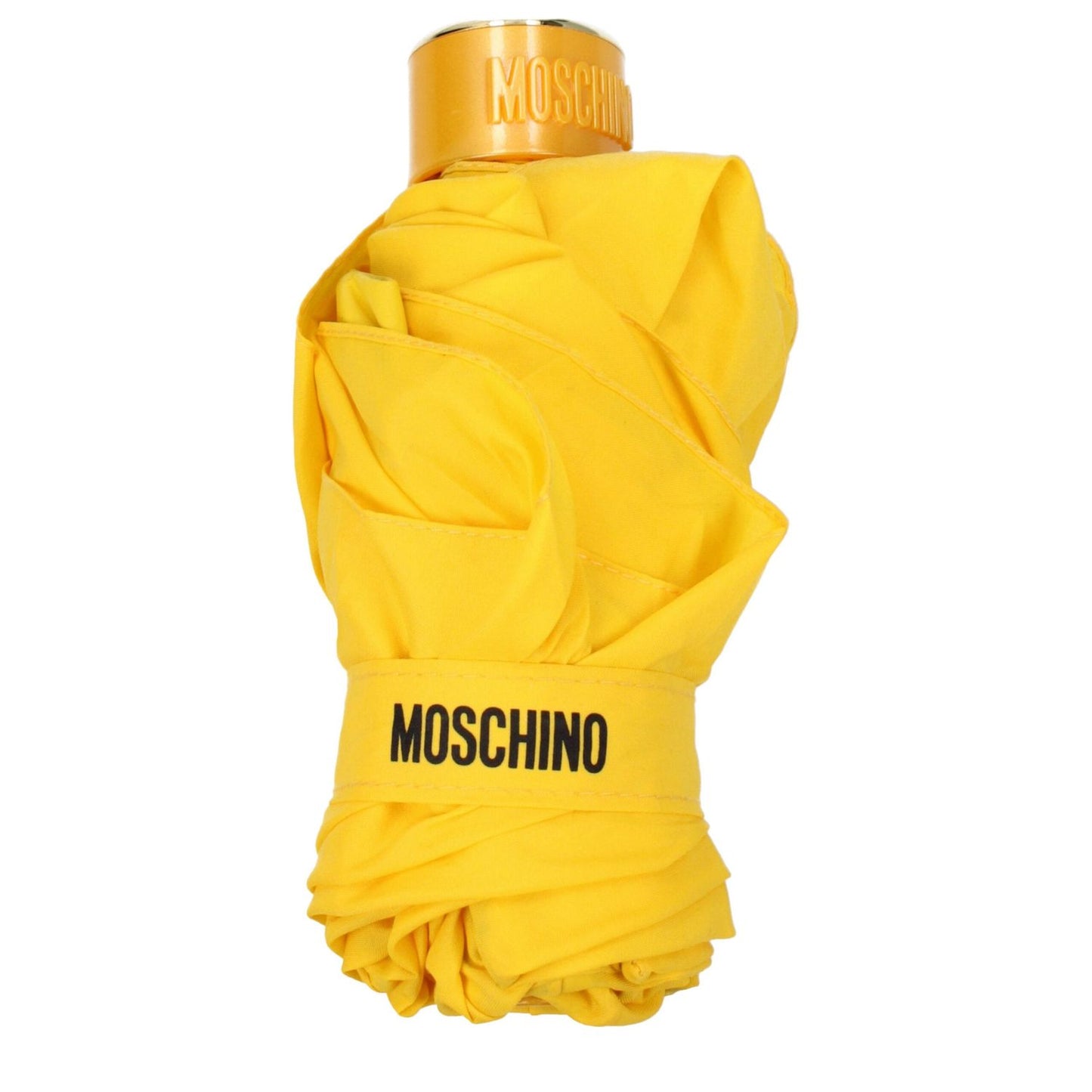 Moschino Yellow Polyester Umbrella, casual style with logo, closed by clips, MPN 8351SUPERMINIU, product code F81733.
