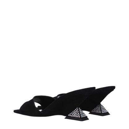 The Attico Black Leather Platform Sandals