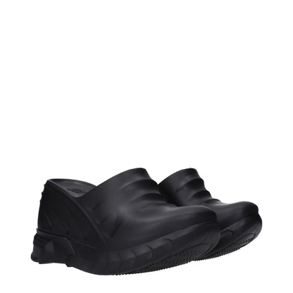 Givenchy Black Cotton Slippers with side logo, wedge heel, round toe, made of rubber, casual style, SKU: BE305UE0Y9001