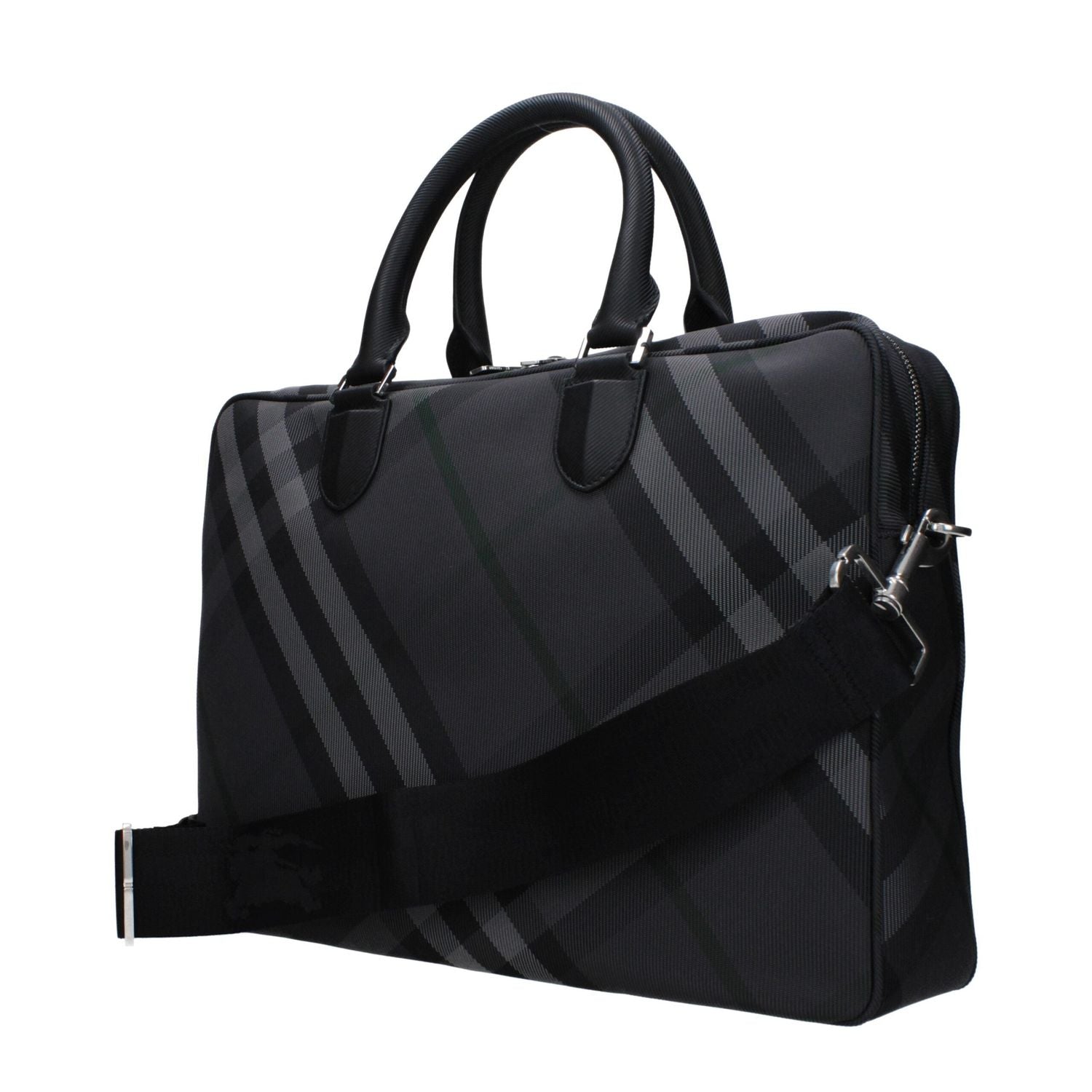 Front view with bag zipped and handles upright.