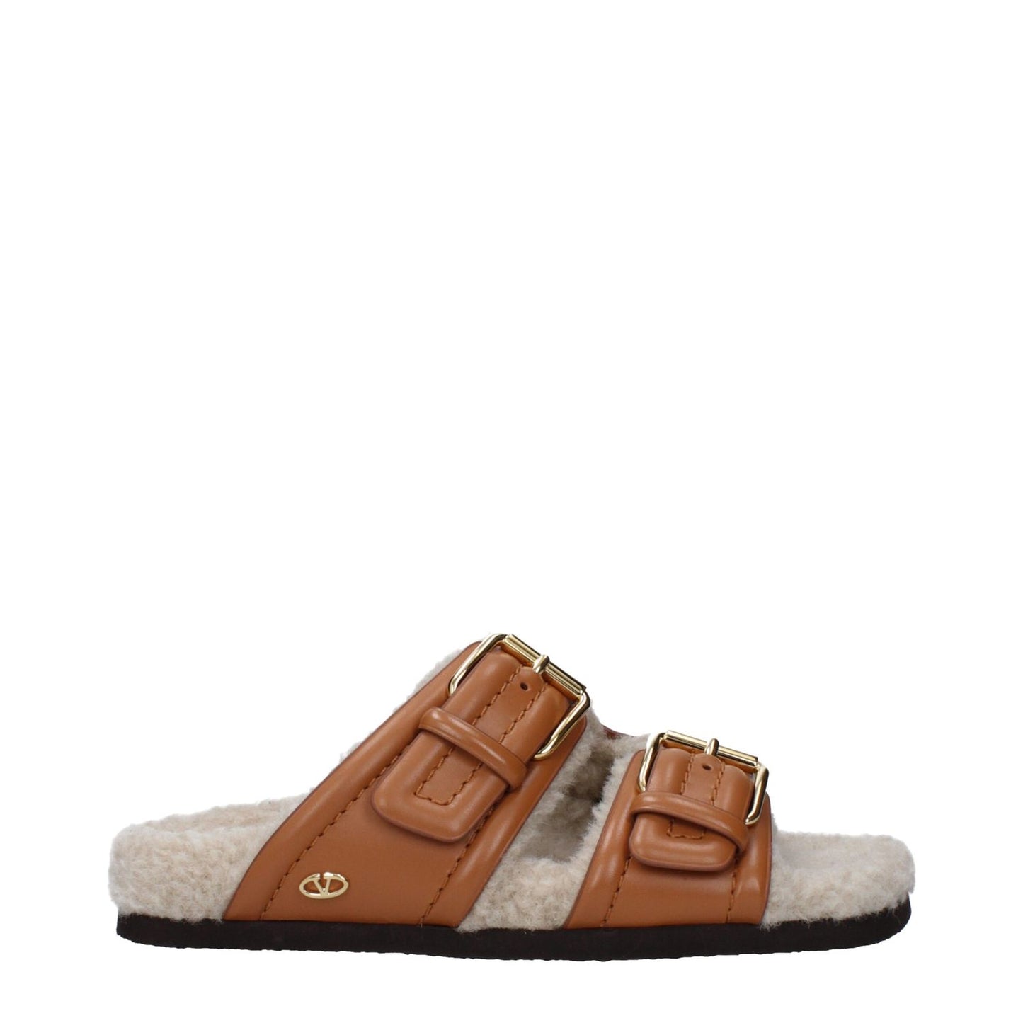 Valentino Garavani Brown Leather Slippers