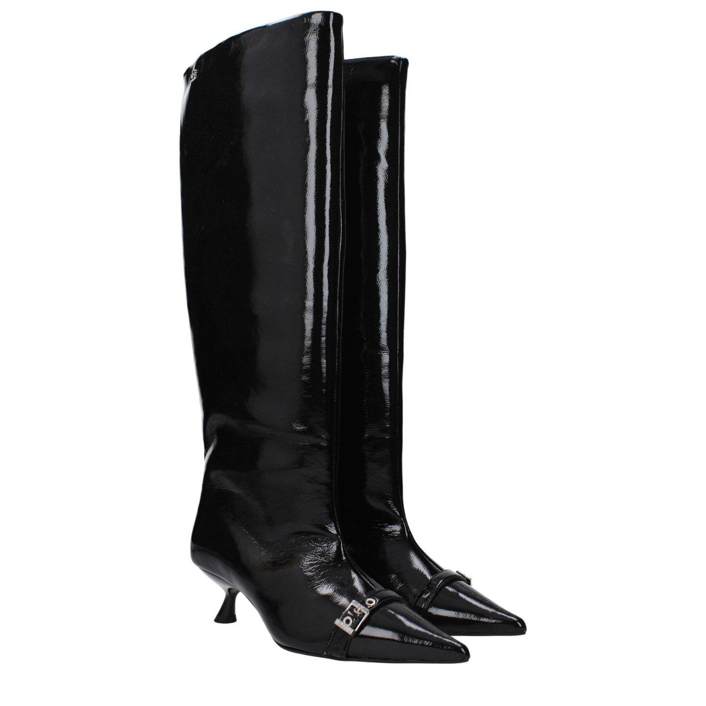 Ganni Black Leather Boots GA-10031467299081-EU37/US7