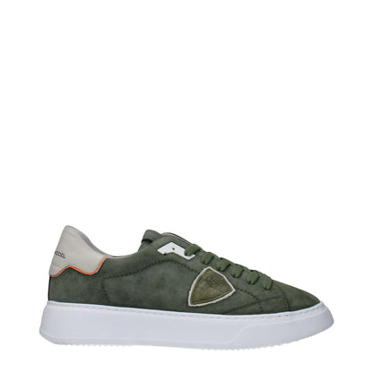 Philippe Model Green Leather Low Top Sneakers with front and back logos and side detail, MPN BTLUNBTB221, code F83280.
