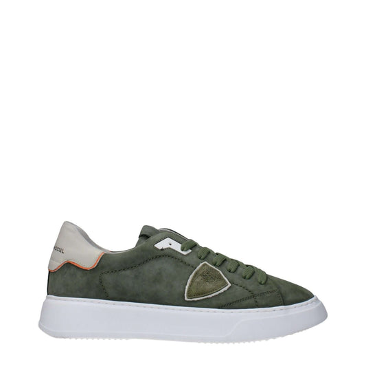 Philippe Model Green Leather Low Top Sneakers