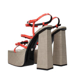 Versace Orange Leather Platforms