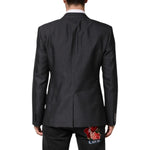 Dolce & Gabbana Dark Gray Bee Embroidery SICILIA Coat Blazer JKT41550-52