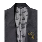 Dolce & Gabbana Dark Gray Bee Embroidery SICILIA Coat Blazer JKT41550-52