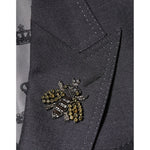 Dolce & Gabbana Dark Gray Bee Embroidery SICILIA Coat Blazer JKT41550-52
