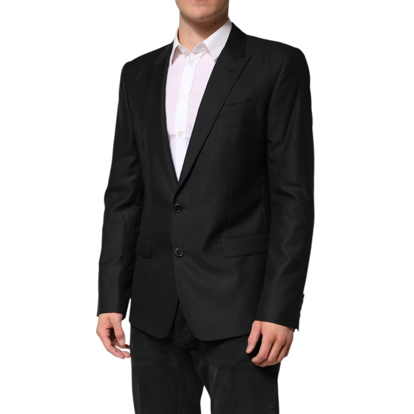 Dolce & Gabbana Black Wool Single Breasted Jacket Blazer