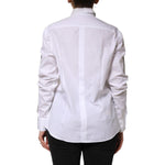 Dolce & Gabbana White Crystal Embellished Collared Shirt Top
