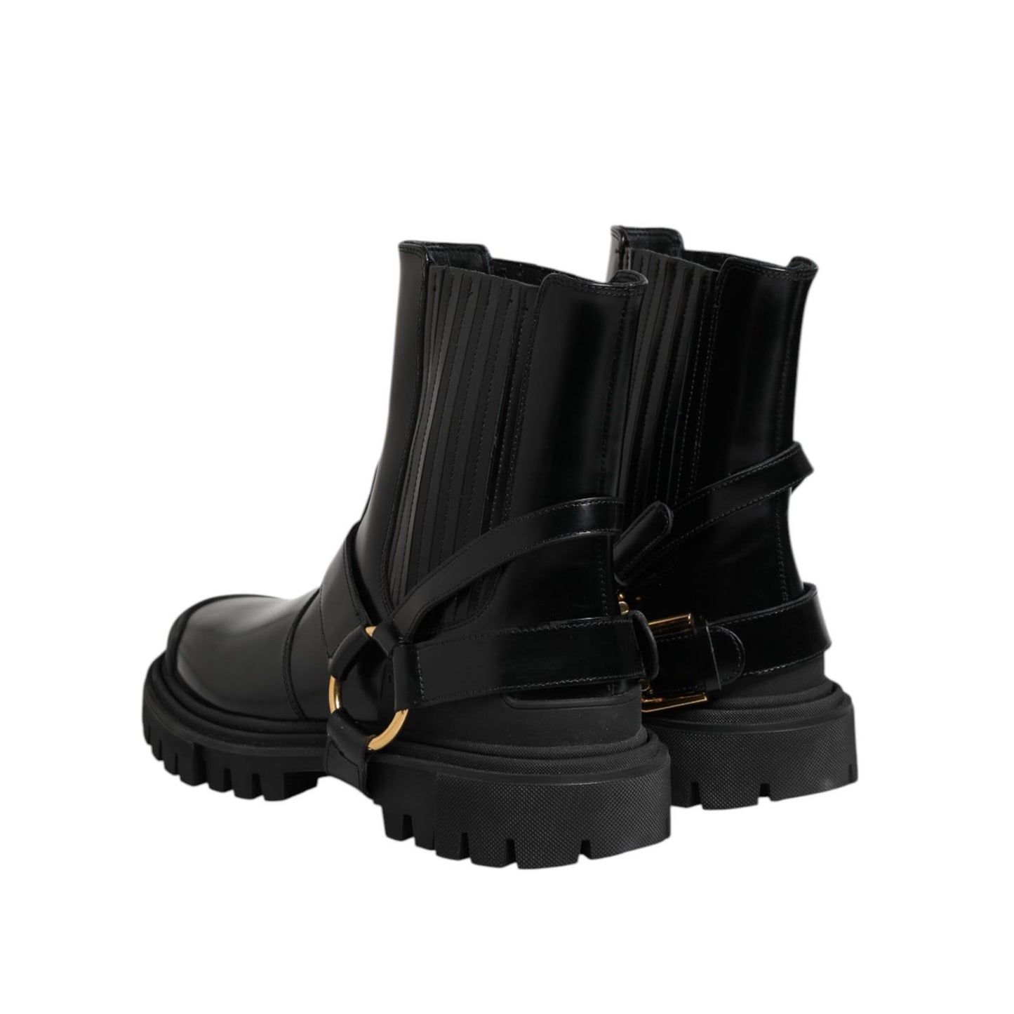 Dolce & Gabbana Black Leather Chelsea Men Short Boots Shoes