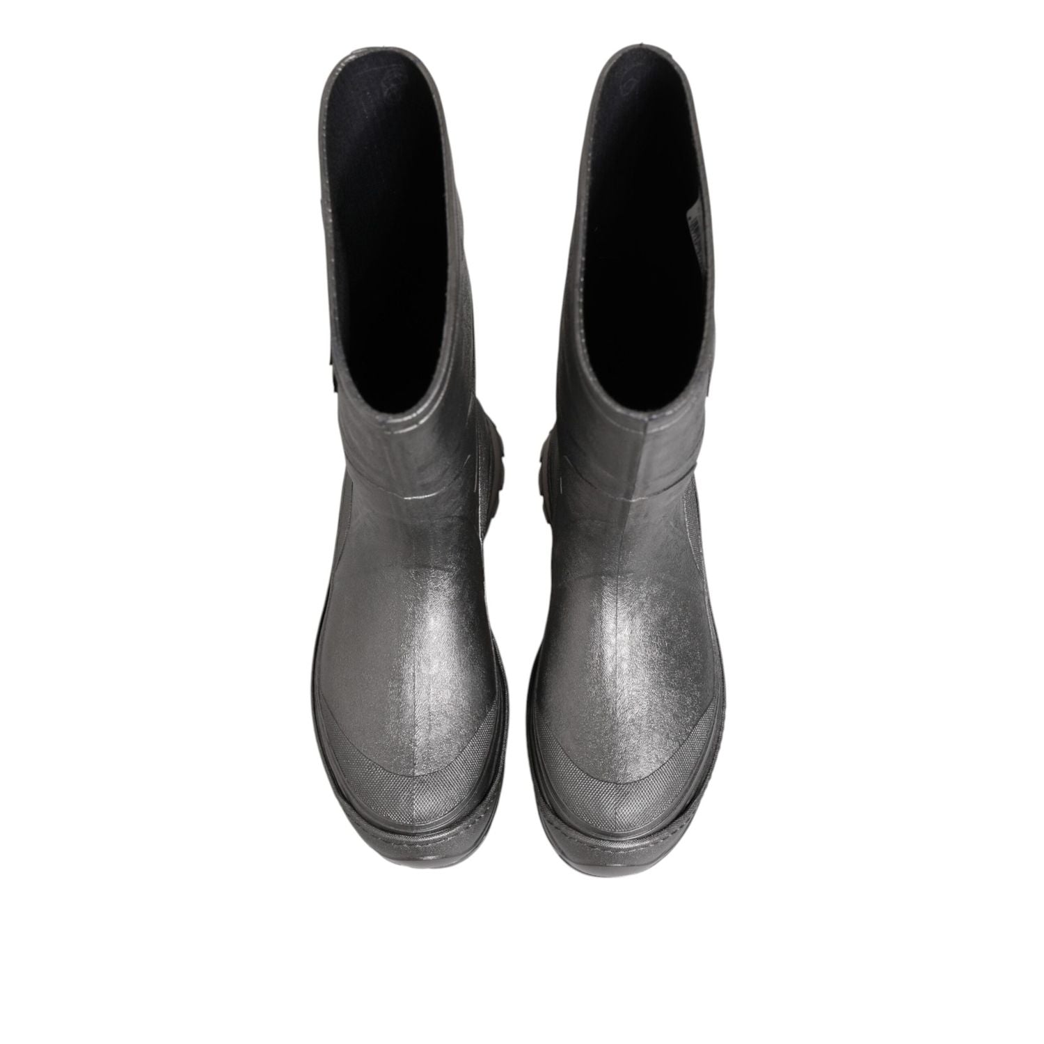 Dolce & Gabbana Metallic Silver Pull On Rain Boots Shoes