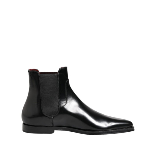 Dolce & Gabbana Black Leather MILLENIALS Mid Calf Boots Shoes MV7678-40