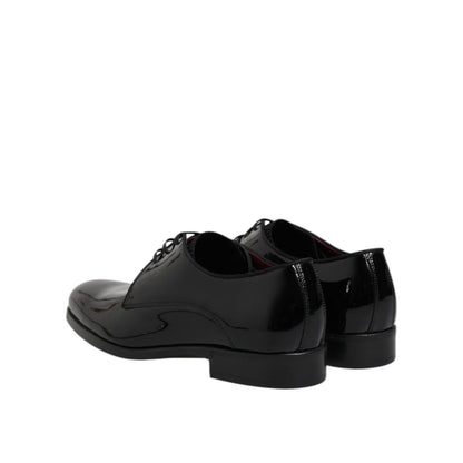 Dolce & Gabbana Black Leather Lace Up Men Derby Formal Shoes