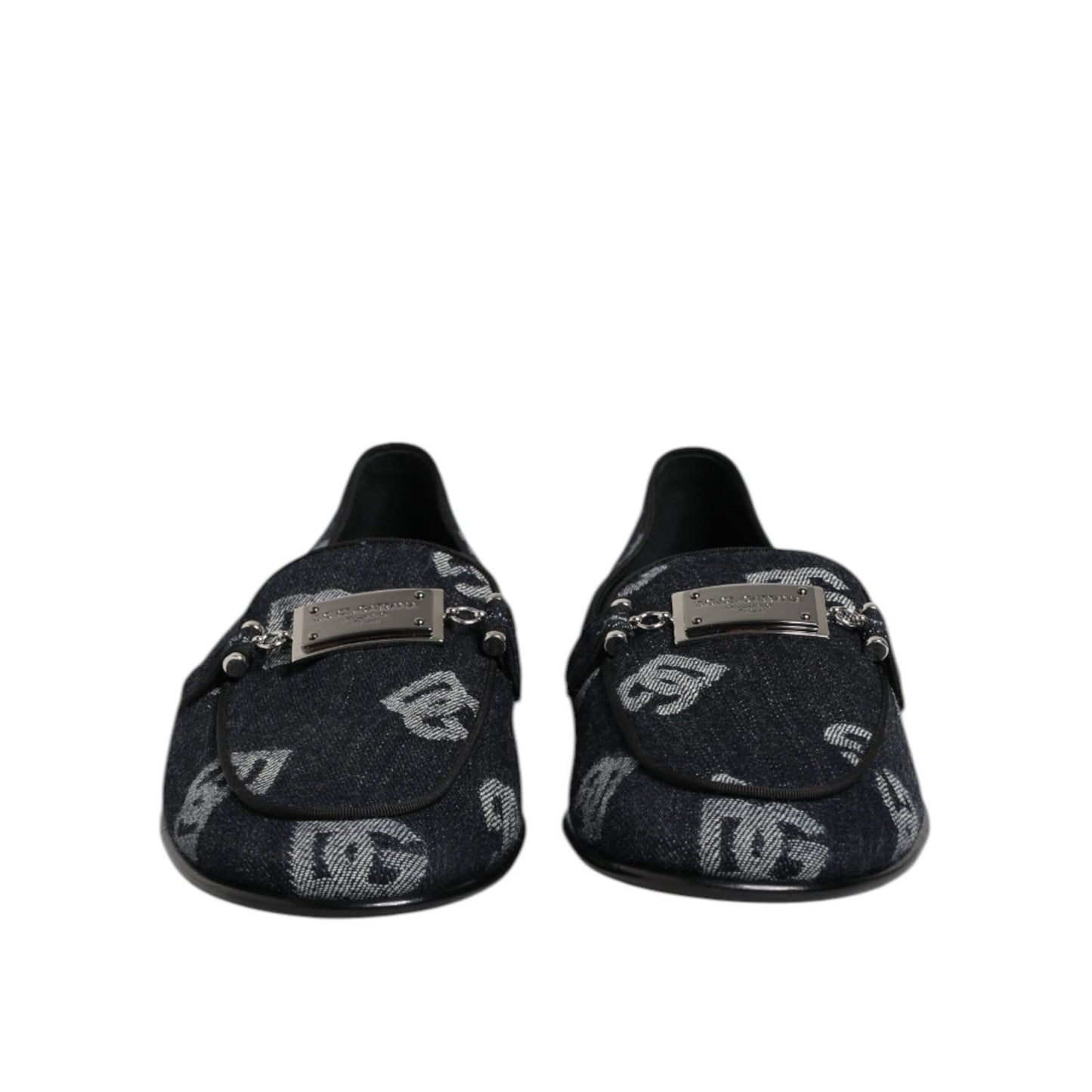 Dolce & Gabbana Blue Logo Cotton Loafers Formal Dress Shoes