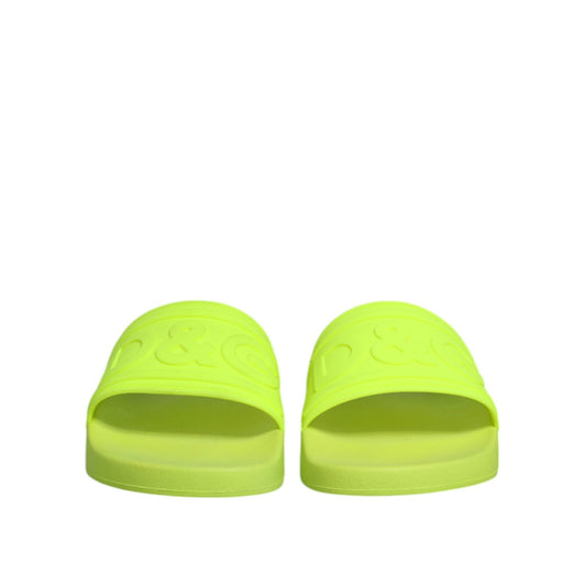 Dolce & Gabbana Green Rubber Slides Sandals Beachwear Shoes MV7857-44
