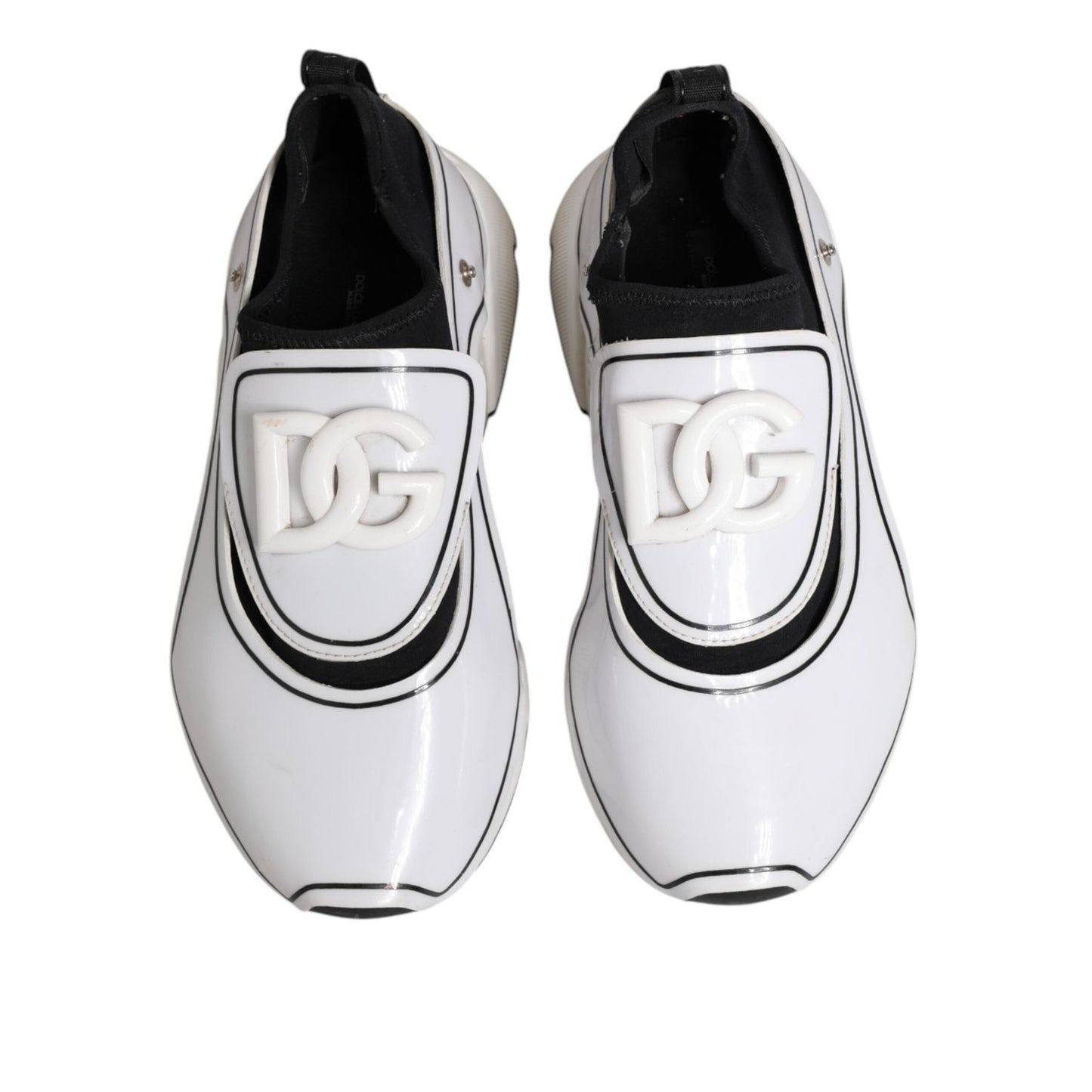 Dolce & Gabbana White Black Logo Plaque Daymaster Men Sneakers Shoes