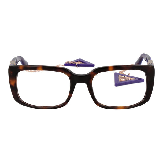 Guess Brown Women Glasses Frame in brown acetate with full-rim design, rectangle shape, and spring hinge. Includes branded case.