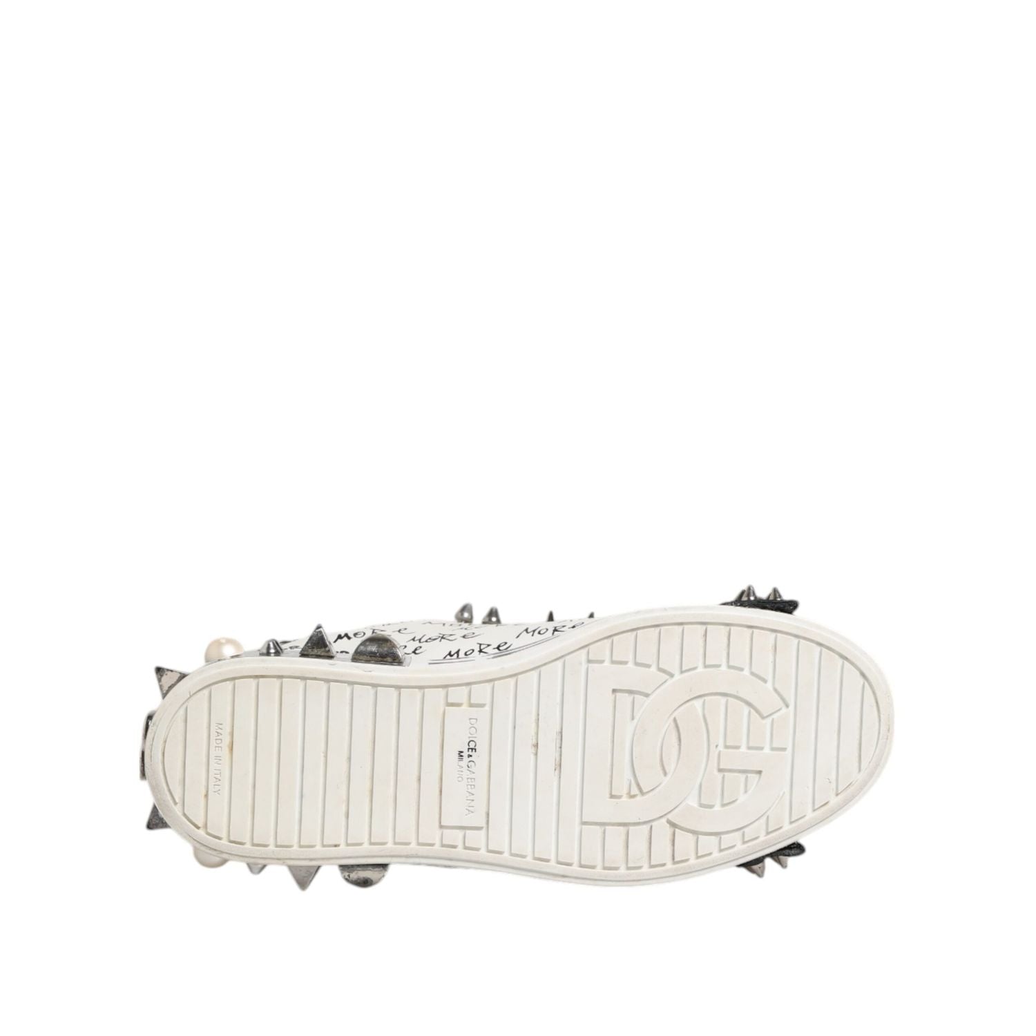 Dolce & Gabbana Black White Studded Low Top Sneakers Shoes