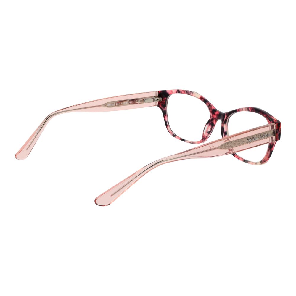 Marciano by Guess Pink Women Glasses Frame in rose acetate, cat eye style, full-rim with spring hinge, demo lenses.