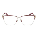 Guess Red Women Glasses Frame, metal half-rim with demo lenses, red color, rectangle style, includes branded case.
