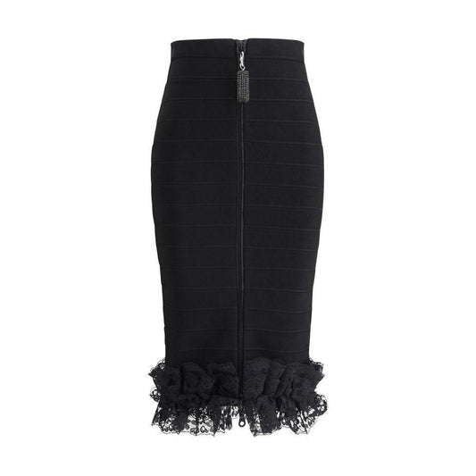 Self-Portrait Lace detail Midi Skirt SE-SS25CK003MSKBBLACK-6
