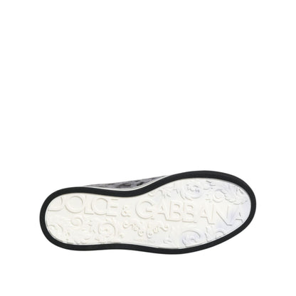 Dolce & Gabbana Gray Leather Leopard Low Top Sneakers Shoes