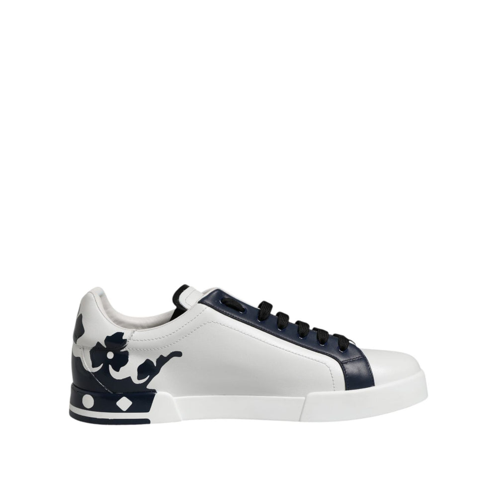 Dolce & Gabbana White Blue Crown Low Top Sneakers Shoes MV7753-43.5